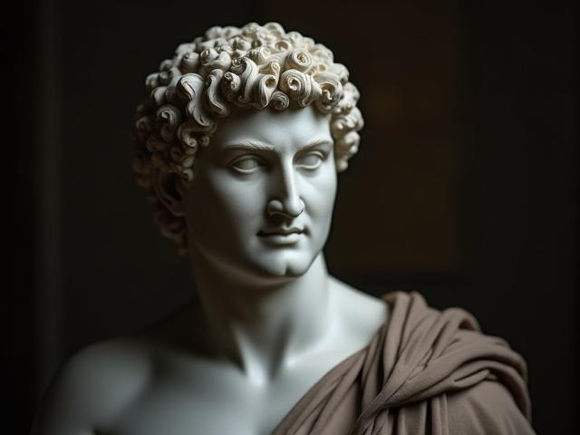 Restored classical bust sculpture, showcasing intricate detail